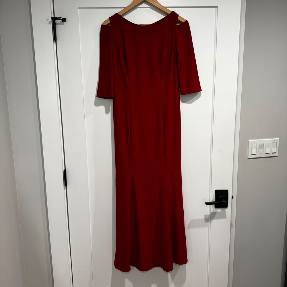EVA USA Women's M Red 3/4‎ Sleeve Maxi Dress Elegant Ballroom Cocktail Party